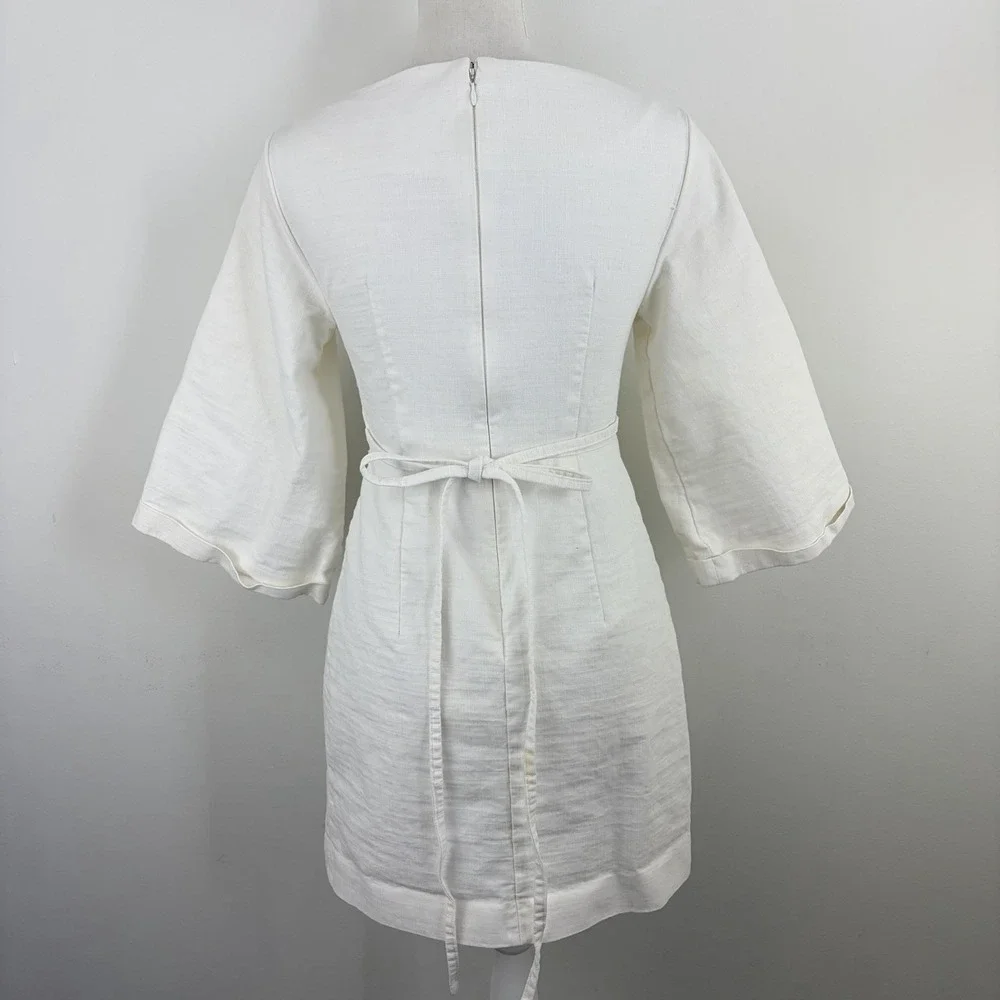 Free People Women's Ivory Linen Blend Mini‎ Dress Size 0